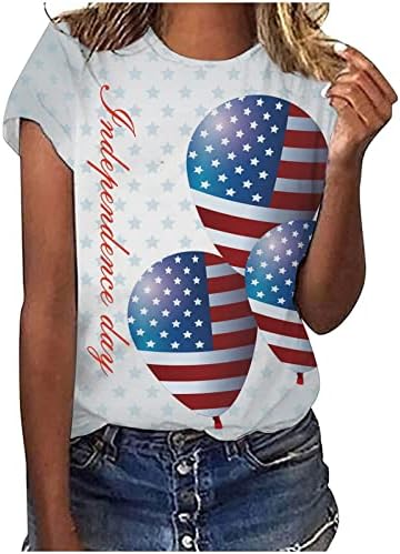 Дамска Блуза с кръгло Деколте, Ежедневни Блузи, Тениски С Къс Ръкав и Принтом Хартата на САЩ, Свободна Засаждане,