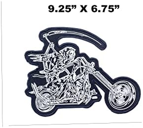 Нашивка за езда на Мотоциклет Reaper, Нова Яке, Байкерская Нашивка с бродерия от Желязо, Размер на Ивици 9,25 X 6,75 См