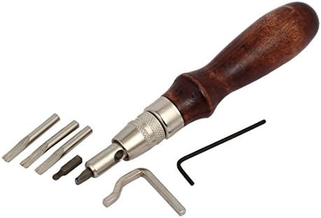 Aexit Набор от инструменти за намачкване на ръба фабрика за щавене на кожи занаяти с дървена дръжка, за обработка