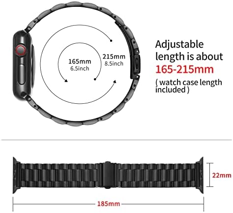 BINLUN Съвместим с Apple Watch Band 38 мм 40 мм 41 мм 42 мм 44 мм 45 мм Взаимозаменяеми Метална каишка от неръждаема Стомана за iWatch Bands Серия 8/7/SE2/SE/6/5/4/3/2/1