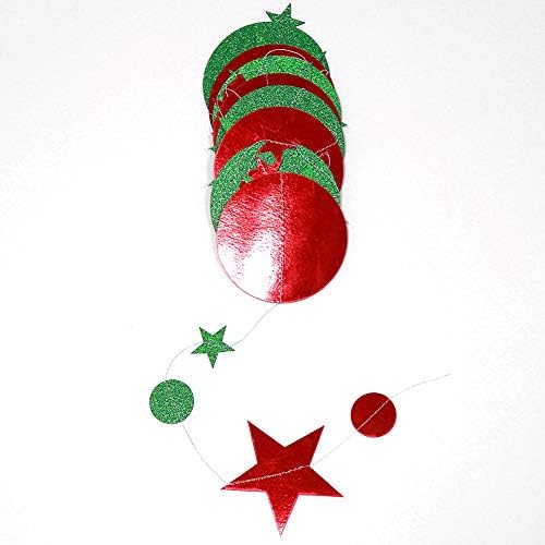 Decor365 Блестяща Коледна Звезда, Венец, Зелено, Червено Украса, Кръг, Венец Полка точки, Коледно Парти, Окачен Декор/Стречинг