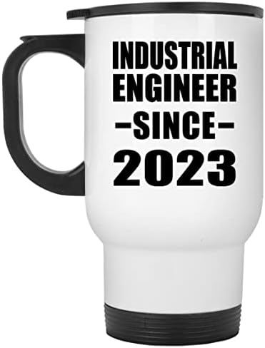 Designsify Индустриален Инженер С 2023 г., Бяла Пътна 14 унция Чаша От Неръждаема Стомана, Изолиран Чаша,