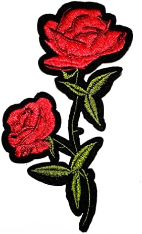Kleenplus 3 бр. Нашивка с червени рози, красиви ивици с цветен модел, бродирани ленти за облекла, дънкови якета,