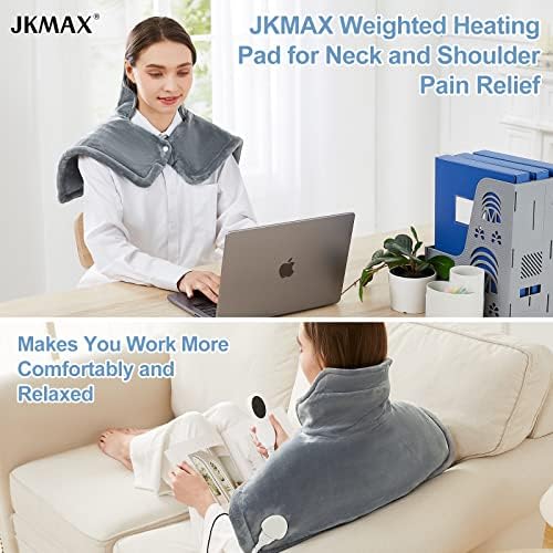 Утяжеленная Топло за шията и раменете, Голяма Топло за врата JKMAX 2 лири от болки в шията и раменете, 10 Настройки за отопление,