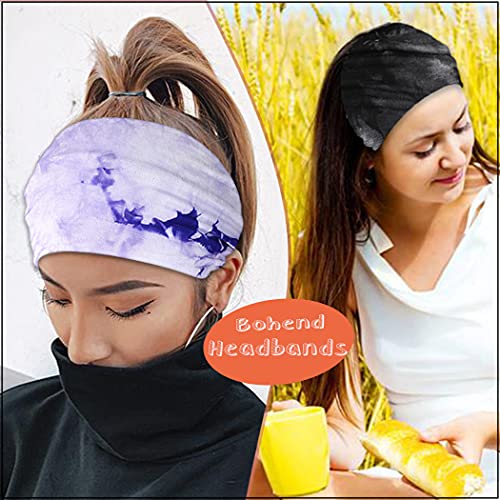 Bohend Пот, широка превръзка на главата за жените, 3 опаковки спортни ленти за йога, боя за коса, разтеглив нескользящие лента с дизайн за момичета