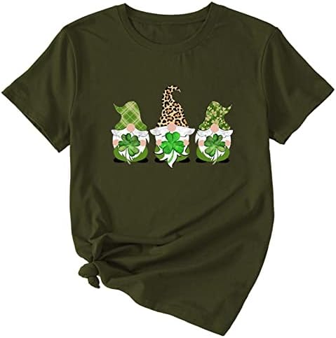 Забавна Тениска в Деня на Св. Патрик за Жени, Зелени Тениски с образа на Централи с Къс Ръкав и Кръгло Деколте,