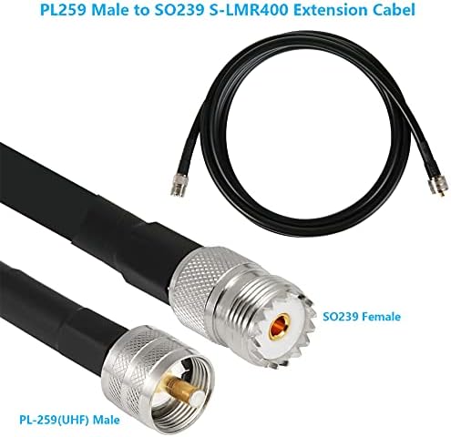 Удлинительный кабел WIZACE 50 метра PL259-SO239 S-LMR400 (50 Ома), Коаксиална скок тип Мъж-жена с малки загуби за ЦБ/UHF/VHF/HAM /къси вълни /Любителски радио оборудване и антени