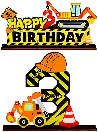 2 Бр. Строителни Аксесоари за Парти в чест на рождения Ден, Камион, Знак от 3 букви, Детски Декорации за Строителството