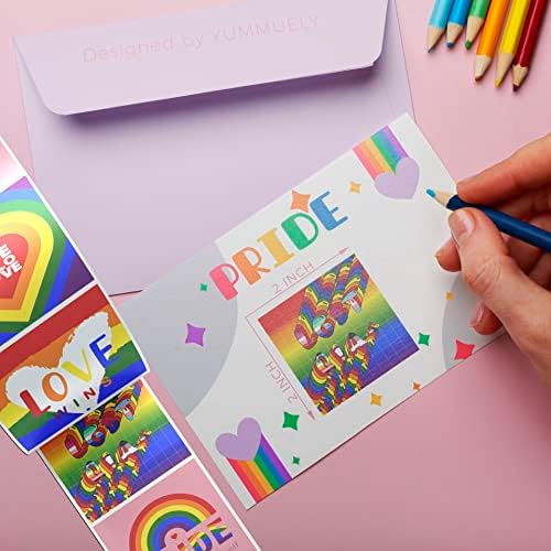 600шт Етикети Гордост ЛГБТК + Стикери с Флага на гей-Прайда в насипно състояние, за Паради на Гордостта и дейности