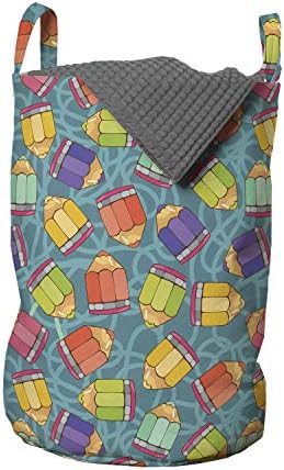 Foldout Научен Чанта за дрехи, Цветни Cartoony Фигура Моливи за непрекъсната colorization, Кошница за дрехи с дръжки,