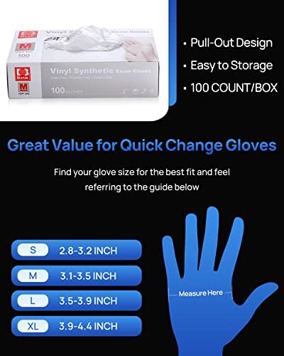 JMU Черни Ръкавици за Еднократна употреба Без Латекс, Без прах, Винил Изпита Ръкавици 100 Опаковане. за Обработка