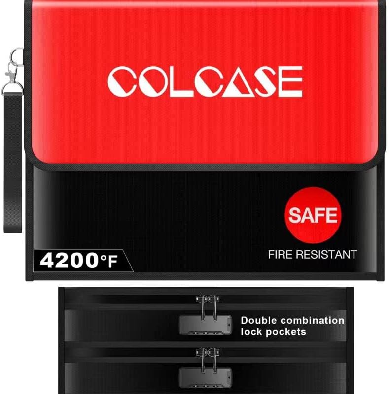 Пожароустойчива чанта за документи COLCASE 2 джоба с ключалка (4200℉) Пожароустойчива и водоустойчива чанта