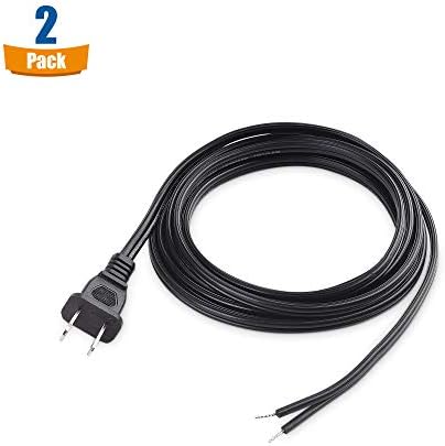 Кабела Е на стойност 2 опаковки Поляризирана Заменяеми кабел 18AWG с 2 шипа, Тел лампа 8 фута -NEMA 1-15 P 2 Тел за подмяна на кабела лампи с приставка адаптер