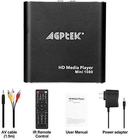 Мултимедиен плейър с HDMI оригинален AV кабел, Черен цифров мултимедиен плейър Mini 1080p Full-HD Ultra HDMI да USB MKV/RM-HDD