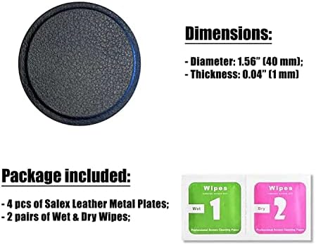 Комплект метални плочи SALEX Leather за магнитни автомобил на притежателя на телефона, вентилация, автомати, своята практика, магнит. Преносим комплект от 4 черни Кръгли ?