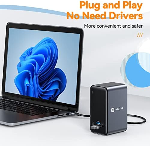 Докинг станция за лаптоп USB C с два монитора, зарядно устройство, USB C 15 в 1 с двоен HDMI, блок захранване 65 W, VGA, 4 USB 3.0, 2 USB 2.0, USB, C, SD/TF карта, Ethernet и аудио/микрофон за Lenovo, HP, Del