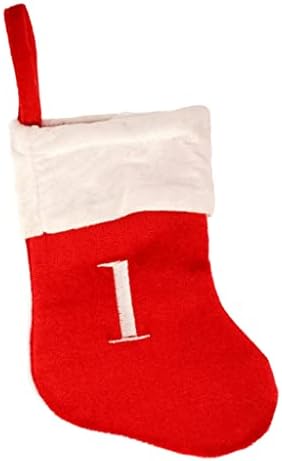 Мини Коледни чорапи с монограм (8 инча), Червен Плюшен Бял маншет, Малко Украса за отглеждане, Празничен декор (L)