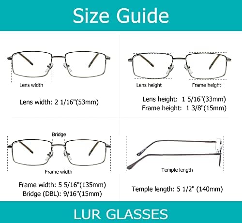 LUR 3 опаковки на метални очила за четене + 7 опаковки очила за четене без рамки (общо 10 двойки ридеров + 2,00)