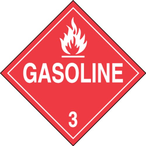 Точков плакат Accuform MPL304VS100 с лепкава винилови, клас на опасност 3, букви Бензин 3 с графично изображение, Ширина