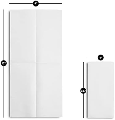 Еднократни Хартиени кърпи за баня BloominGoods | Еднократни Кърпи за гостите на допир от ленен плат | Подобно на плат, Кърпа за ръце, Бели, 8 x 17 (опаковка за 150 броя)