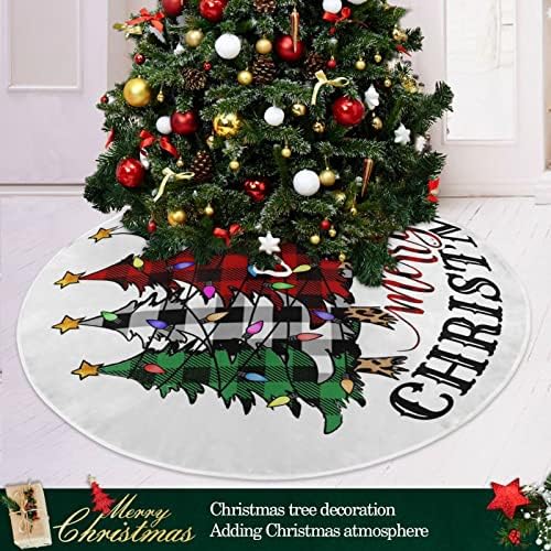 Декорация на Поли Коледна елха ALAZA, Украса Малка Мини Поли на коледната Елха 35,4 Инча с Коледни коледни елхи в клетка