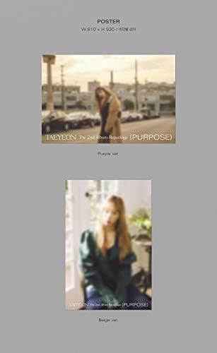 TAEYEON - Преопаковане на втория албум на [PURPOSE] Албум + Сгънати Плакат + Набор от допълнителни фотокарточек (лилавата версия)
