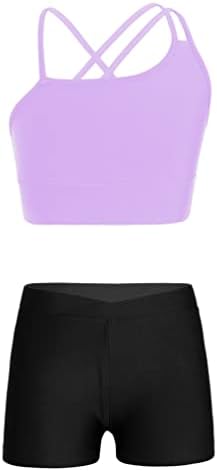 Jugaoge/ Комплект Спортни облекла от 2 теми За малките момичета, Съкратен Топ на Бретелях без Ръкави и къси Панталони,