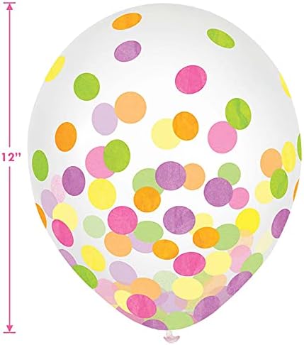 Латексови балони с конфети - Прозрачни Украса От Балони С неонови точечными конфети, размер 12 инча (брой 12 парчета)