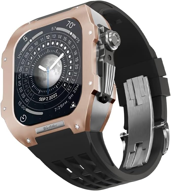 AEMALL Луксозен каишка за часовник， за Apple Watch 8/7 /Series Титанов корпус + фторопластовый луксозен каишка