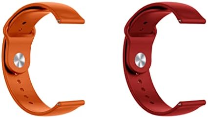 Быстросъемный каишка за часовник ONE ECHELON, съвместим с Huawei Watch GT 3 SE, каишка силикон за часовника 46 мм с ключалка на бутона, опаковка от 2 броя (оранжев и червен)