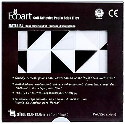 Етикети за стенни плочки Ecoart 10 X 10, Водоустойчив пожароустойчива плочки, за дома (6 опаковки) (Триъгълни плочки)