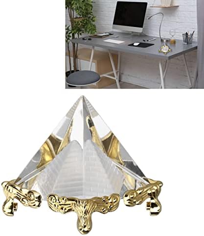 Призма от Кристал Пирамида Haofy, Изделия от Кристал Фън Шуй за Медитация със Златна Поставка, Статуетка от