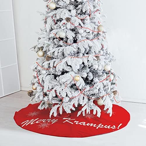 Весел Крампус Коледно Дърво Пола Мек Плюш Червен Калъф за Коледно Парти Празнична Украса На Закрито и На Открито