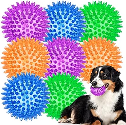 ME.ФЕН 3,5 Пищащие Играчки топки за кучета [8 опаковки] Шипастые Куче топки /Щенячьи детски играчки за Дъвчене за почистване