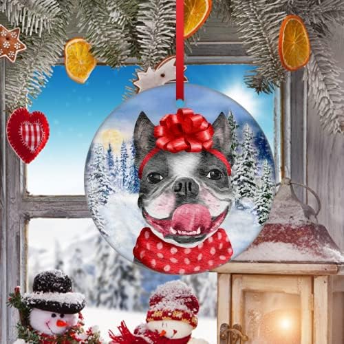 коледен Орнамент за мама Френски Булдог godblessign Коледен Окачен Украшение за Кучета Идея За Майките Кучета Украшение за Кученце Коледен Орнамент От 2021 Първото Колед?