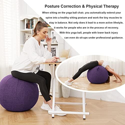 Стол с топка за упражнения TokSay с Филтър покритие, Стол с топка за пилатес и Йога за домашния Офис на масата, Топката за бременни