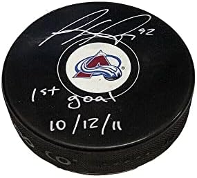 ГАБРИЕЛ ЛАНДЕСКОГ подписа шайбата Колорадо Аваланш - 1-ви гол 10/12/11 - за Миене на НХЛ с автограф