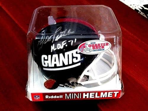 Ya Tittle New York Giants 49ers Hof Qb Автографированный мини-Каска Vtg Riddell Jsa - Мини-Каски NFL с автограф