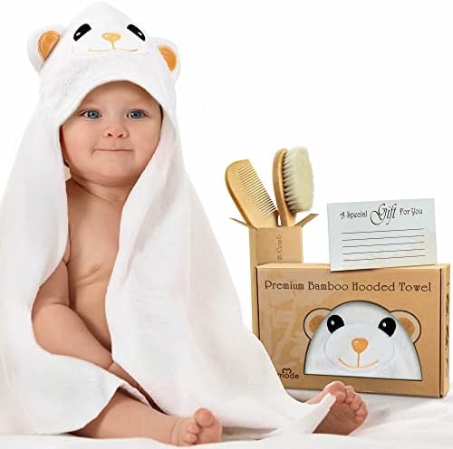 Комплект детски хавлии и мочалок – Ультрамягкое детско кърпи за баня - Включва кърпа, гъба, дървена четка за коса и Мека