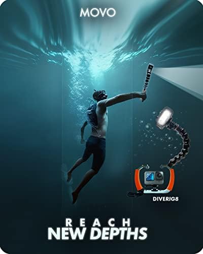 Екипировка за подводен видео/фото гмуркане Movo Divig8 за леководолазно гмуркане и гмуркане с шнорхел - Компактна екипировка за гмуркане с екшън-камера, водоустойчива л