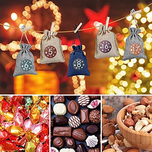 Коледен Адвент-Календар за 2021 година, Подобен на неделя, 24 Дни, Окачени Адвент Календари от Зебло, Подаръчни опаковки за шоколадови Бонбони, Броене на Коледа, Коледн