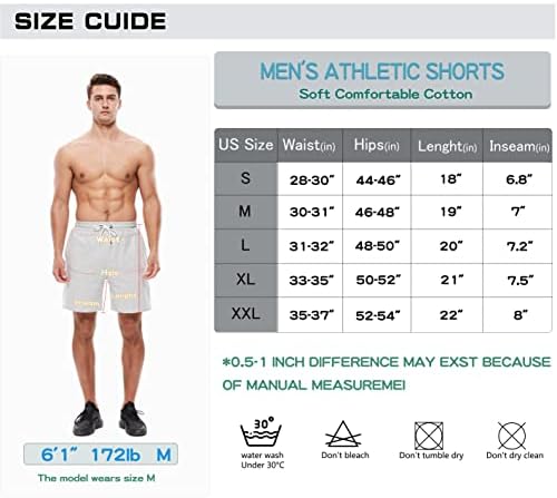 HEALONG Мъжки Спортни къси Панталони От памук: Тренировка във Фитнес залата, За тичане - 7 Модерни Спортни шорти