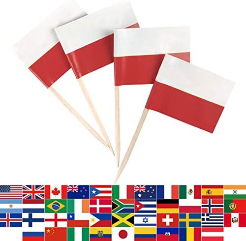 JBCD Полски Флаг-клечка за Зъби, Полски Мини-Квадратчетата За Топпинга Кексчета (100 бр.)