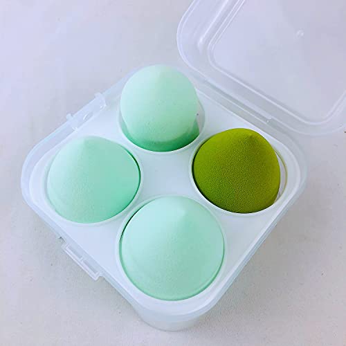 4 Опаковки спонжа за грим премиум-клас Egg, Безупречен за течности, Кремове и прах, Цветни спонжи за грим (зелен)