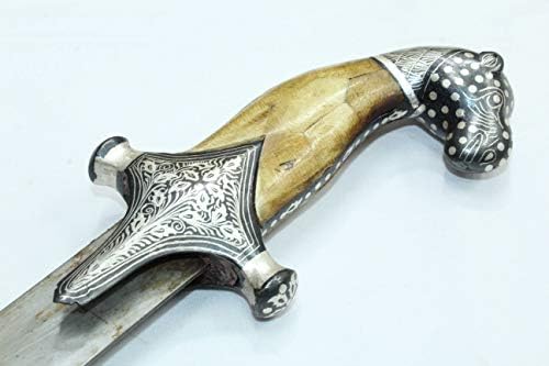 Нож ръчна изработка Rajasthan скъпоценни Камъни Ново Стоманен Нож Сребърна Тел дръжката с камилска муцуна, 34'