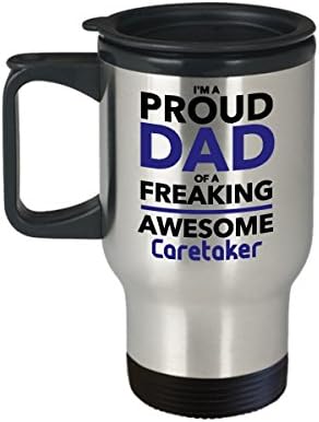 Горд баща на Зашеметяващ Кафе чаши Caretaker Travel, Подарък за Деня На Бащите За татко От Son Daughter Kids