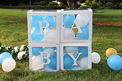 Декорации за детската душа на рожден Ден – направи си сам, 2 бр. Бели Прозрачни Кутии с буквите A - Z, Блок