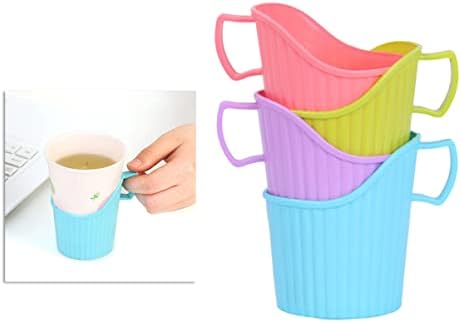 Zerodeko 40 бр Топлоустойчива поставка за Чаши за Еднократна употреба Поставка за хартиени Чаши за Защита на ръцете От печенето (Случаен цвят)