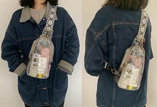 Малка Прозрачна чанта-прашка TopTTanBo, Раница през рамо от PVC, Одобрен Стадион в Гърдите раница, Прозрачна Нагрудная чанта