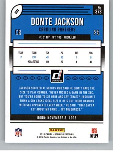 2018 Donruss Football 373 Карта начинаещ Донти Джексън RC Каролина Пантерс Официалната търговска картичка начинаещ NFL